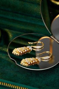 LUOWEND 18K Yellow Gold Real Natural Diamond Hoop Earrings for Women