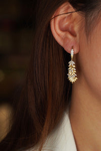 LUOWEND 18K Yellow Gold Real Natural Diamond Hoop Earrings for Women