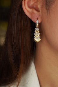 LUOWEND 18K Yellow Gold Real Natural Diamond Hoop Earrings for Women