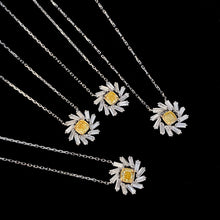 Load image into Gallery viewer, LUOWEND 18K White Gold Natural Yellow Diamond Necklace for Women
