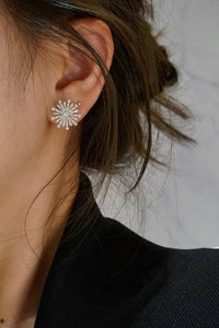 LUOWEND 18K White Gold Real Natural Diamond Earrings for Women