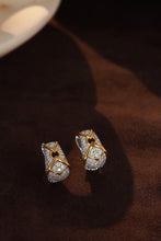 Load image into Gallery viewer, LUOWEND 18K White&amp;Yellow Gold Real Natural Diamond Earrings for Women
