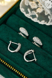 LUOWEND 18K White Gold Real Natural Diamond Hoop Earrings for Women