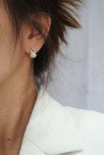 Load image into Gallery viewer, LUOWEND 18K White&amp;Yellow Gold Real Natural Diamond Earrings for Women
