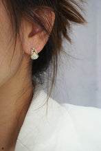 Load image into Gallery viewer, LUOWEND 18K White&amp;Yellow Gold Real Natural Diamond Earrings for Women
