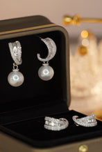 Load image into Gallery viewer, LUOWEND 18K White Gold Real Natural Diamond Stud Earrings for Women
