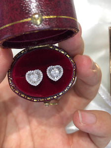 LUOWEND 18K White Gold Real Natural Diamond Stud Earrings for Women