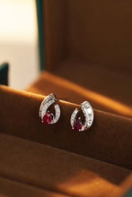 Load image into Gallery viewer, LUOWEND 18K White Gold Real Natural Diamond&amp;Ruby Stud Earrings for Women
