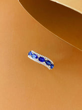 Load image into Gallery viewer, LUOWEND 18K White Gold Natural Diamond and Sapphire Ring for Women
