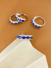 Load image into Gallery viewer, LUOWEND 18K White Gold Natural Diamond and Sapphire Ring for Women
