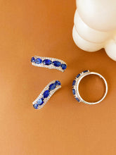 Load image into Gallery viewer, LUOWEND 18K White Gold Natural Diamond and Sapphire Ring for Women
