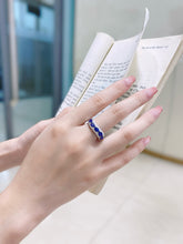 Load image into Gallery viewer, LUOWEND 18K White Gold Natural Diamond and Sapphire Ring for Women
