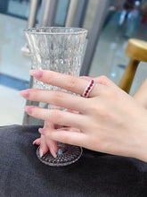 Load image into Gallery viewer, LUOWEND 18K White Gold Natural Diamond and Ruby Ring for Women
