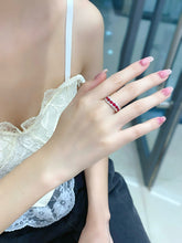 Load image into Gallery viewer, LUOWEND 18K White Gold Natural Diamond and Ruby Ring for Women
