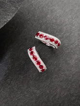 Load image into Gallery viewer, LUOWEND 18K White Gold Natural Diamond and Ruby Ring for Women
