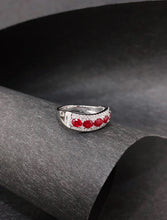 Load image into Gallery viewer, LUOWEND 18K White Gold Natural Diamond and Ruby Ring for Women
