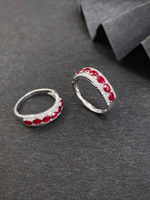 Load image into Gallery viewer, LUOWEND 18K White Gold Natural Diamond and Ruby Ring for Women
