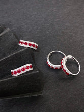 Load image into Gallery viewer, LUOWEND 18K White Gold Natural Diamond and Ruby Ring for Women
