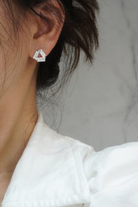 LUOWEND 18K White Gold Real Natural Diamond Earrings for Women