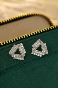 LUOWEND 18K White Gold Real Natural Diamond Earrings for Women