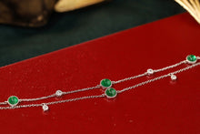 Load image into Gallery viewer, LUOWEND 18K White Gold Real Natural Emerald and Diamond Bracelet for Women
