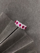 Load image into Gallery viewer, LUOWEND 18K White Gold Natural Diamond and Ruby Ring for Women
