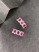 Load image into Gallery viewer, LUOWEND 18K White Gold Natural Diamond and Ruby Ring for Women
