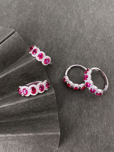 Load image into Gallery viewer, LUOWEND 18K White Gold Natural Diamond and Ruby Ring for Women
