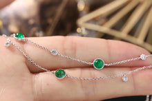 Load image into Gallery viewer, LUOWEND 18K White Gold Real Natural Emerald and Diamond Bracelet for Women

