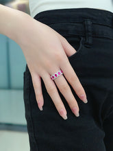 Load image into Gallery viewer, LUOWEND 18K White Gold Natural Diamond and Ruby Ring for Women
