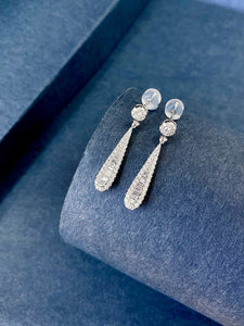 LUOWEND 18K White Gold Natural Diamond Earrings for Women