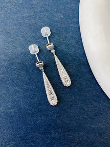 LUOWEND 18K White Gold Natural Diamond Earrings for Women