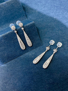 LUOWEND 18K White Gold Natural Diamond Earrings for Women