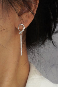 LUOWEND 18K White Gold Real Natural Diamond Drop Earrings for Women