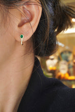 Load image into Gallery viewer, LUOWEND 18K Yellow Gold Real Natural Diamond&amp;Emerald Hoop Earrings for Women
