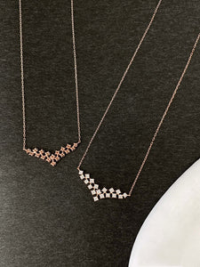 LUOWEND 18K White or Rose Gold Natural Diamond Necklace for Women