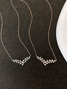 LUOWEND 18K White or Rose Gold Natural Diamond Necklace for Women