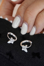 Load image into Gallery viewer, LUOWEND 18K White Gold Real Natural Diamond Hoop Earrings for Women
