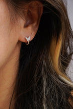 Load image into Gallery viewer, LUOWEND 18K White Gold Real Natural Diamond Hoop Earrings for Women
