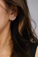 Load image into Gallery viewer, LUOWEND 18K White Gold Real Natural Diamond Hoop Earrings for Women
