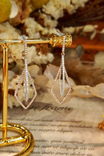 Load image into Gallery viewer, LUOWEND 18K White and Rose Gold Real Natural Diamond Drop Earrings for Women
