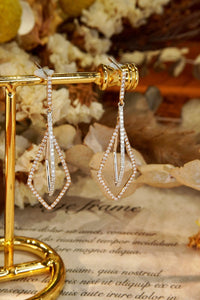 LUOWEND 18K White and Rose Gold Real Natural Diamond Drop Earrings for Women