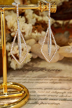 Load image into Gallery viewer, LUOWEND 18K White and Rose Gold Real Natural Diamond Drop Earrings for Women

