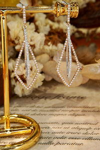 LUOWEND 18K White and Rose Gold Real Natural Diamond Drop Earrings for Women