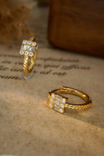 Load image into Gallery viewer, LUOWEND 18K Yellow Gold Real Natural Diamond Hoop Earrings for Women
