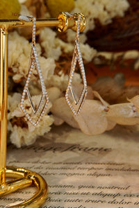 LUOWEND 18K White and Rose Gold Real Natural Diamond Drop Earrings for Women