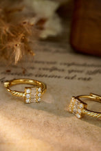 Load image into Gallery viewer, LUOWEND 18K Yellow Gold Real Natural Diamond Hoop Earrings for Women
