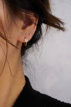 Load image into Gallery viewer, LUOWEND 18K Yellow Gold Real Natural Diamond Hoop Earrings for Women
