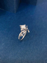 Load image into Gallery viewer, LUOWEND 18K White Gold Natural Diamond Ring for Women

