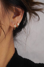 Load image into Gallery viewer, LUOWEND 18K Yellow Gold Real Natural Diamond Hoop Earrings for Women
